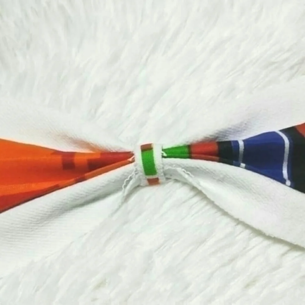 Tasty Raw Edge White Denim & Kente Bow Collar Pin